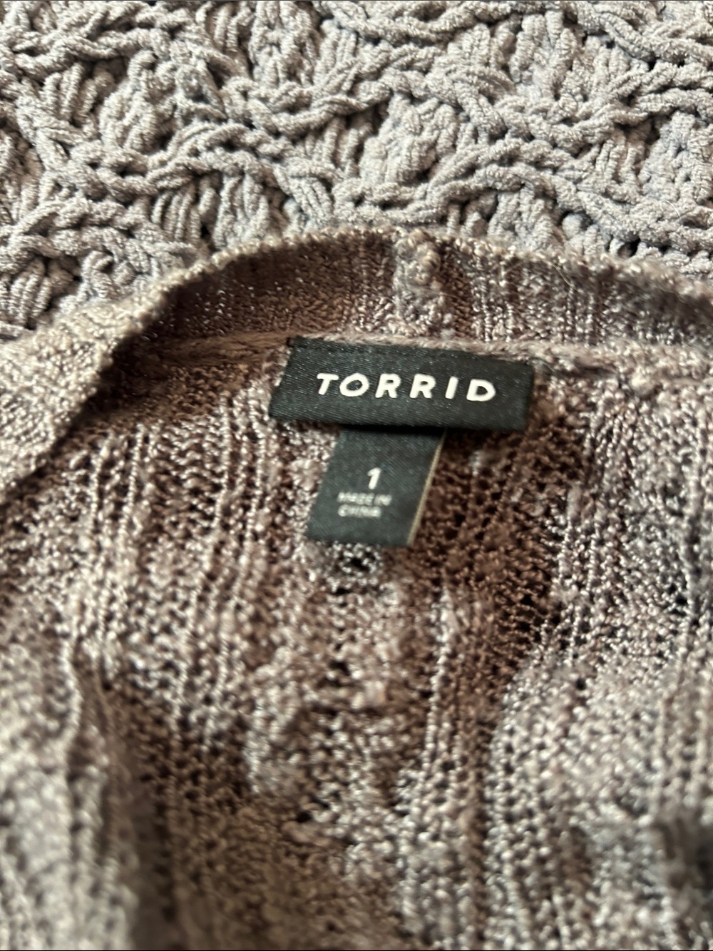 torrid Long Taupe Open-Front Cable Knit Cardigan - Picture 3 of 3
